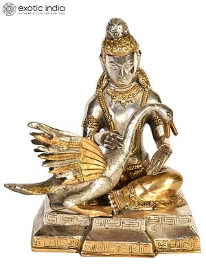 9" Tibetan Buddhist Deity Siddhartha Nursing the Wounded Swan (Kindness Personified) In Brass | Handmade | Made In India