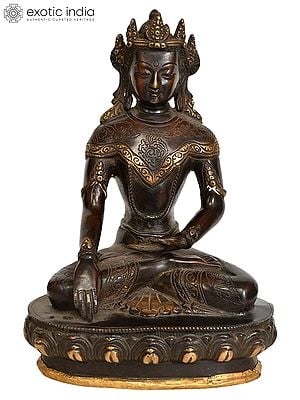 9" Crown Buddha - Tibetan Buddhist Deity In Brass | Handmade | Made In India