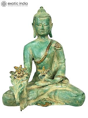 7" Tibetan Buddhist Deity Medicine Buddha Brass Statue | Handmade