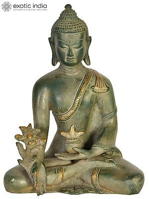 7" Tibetan Buddhist Deity Medicine Buddha Brass Statue | Handmade