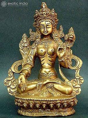 5" Tibetan Buddhist Goddess White Tara In Brass | Handmade | Made In India