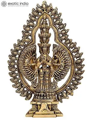10" Eleven Headed Thousand Armed Avalokiteshwara (Tibetan Buddhist Deity) In Brass | Handmade | Made In India