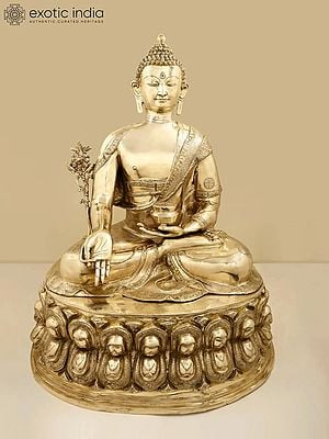 36" Brass Large Tibetan Buddhist Buddha In Brass | Handcrafted In India