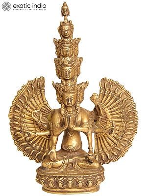 12" Eleven Headed Thousand Armed Avalokiteshwara In Brass | Handmade | Made In India