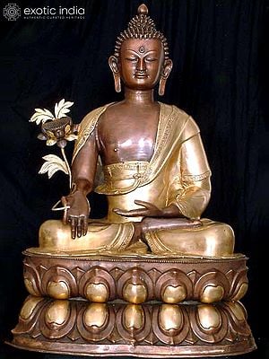 38" Tibetan Buddhist God Large Size Medicine Buddha In Brass | Handmade | Made In India