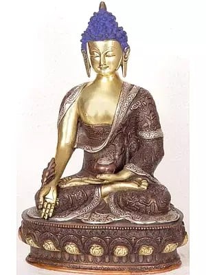 13" Tibetan Buddhist God Medicine Buddha In Brass