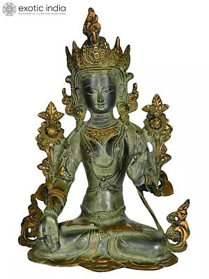 10" Seven Eyed Tibetan Buddhist Deity White Tara In Brass | Handmade | Made In India