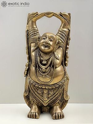 17" Laughing Buddha In Brass