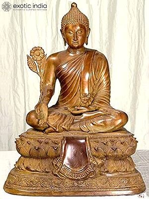 16" Tibetan Buddhist God Medicine Buddha In Brass | Handmade | Made In India