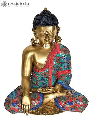 16" Lord Buddha Brass Figurines in Bhumi-Sparsha Mudra | Handmade