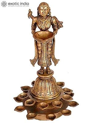 11" Twenty-One Lamps of Prosperity In Brass | Handmade | Made In India