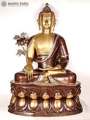 38" Large Size Medicine Buddha (Tibetan Buddhist Deity) In Brass | Handmade | Made In India