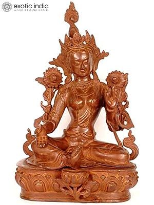 19" Tibetan Buddhist Goddess Green Tara In Brass | Handmade | Made In India