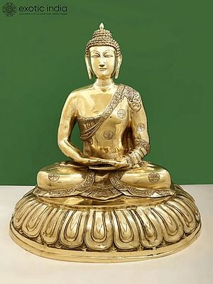 28" Large Size Meditating Buddha In Brass | Handmade | Made In India