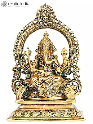 11" Glory of Ganesha Idol in Brass | Handmade | Made In India