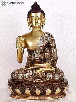 11" Abhaya Buddha In Brass | Handmade | Made In India