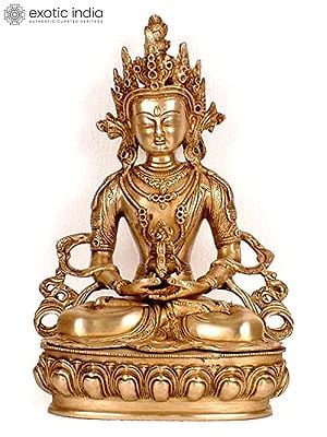 12" Tibetan Buddhist Deity Amitabha In Brass | Handmade | Made In India