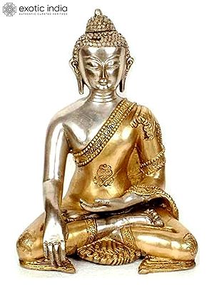 10" Buddha Idol in Bhumisparsha Mudra | Handmade Brass Statue | Made in India