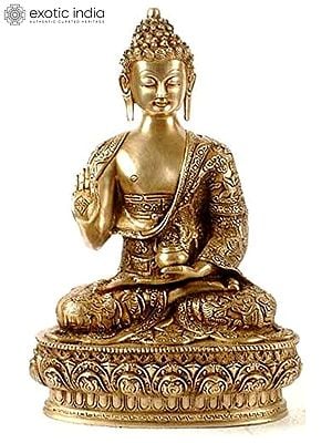 13" The Buddha Blesses In Brass | Handmade | Made In India