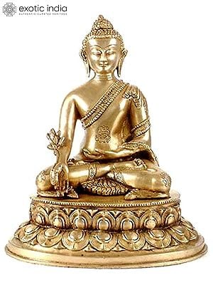 13" Tibetan Buddhist God The Buddha who Heals (Medicine Buddha) In Brass | Handmade | Made In India