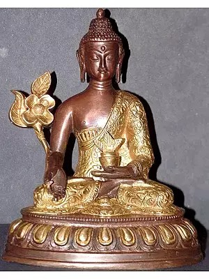 8" Tibetan Buddhist Deity Medicine Buddha Brass Statue | Handmade | Made in India