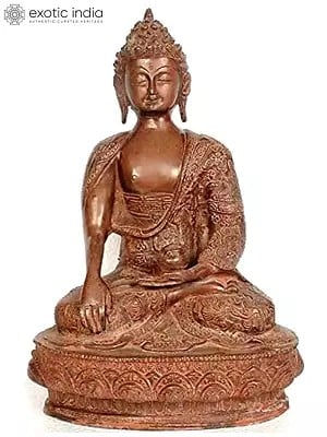 Buddha with Carved Robe In Brass | Handmade | Made In India