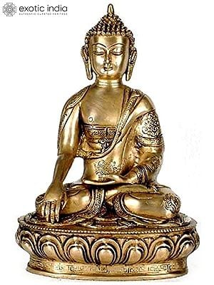 12" Lord Buddha in Bhumisparsha Mudra In Brass | Handmade | Made In India