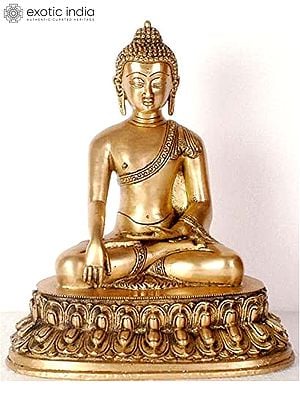 11" Buddha in Bhumisparsha Mudra In Brass | Handmade | Made In India