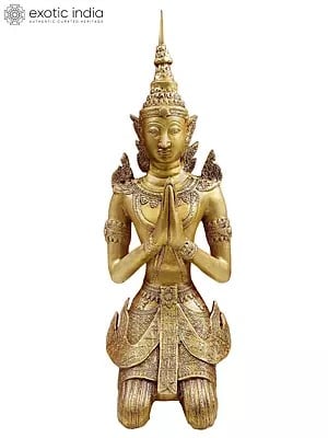 28" Thai Figure (Buddhist Angel) In Brass