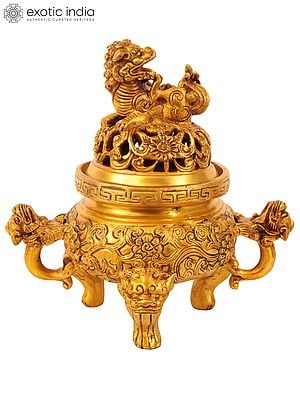 7" Dragon Incense Burner in Brass | Handmade | Made in India