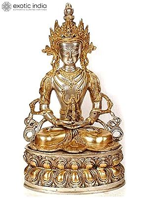 14" Tibetan Buddhist Deity Amitabha  In Brass | Handmade | Made In India