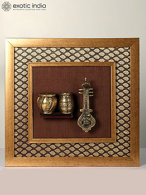 Musical Instruments Sitar and Tabla | Wood Wall Hanging Frame