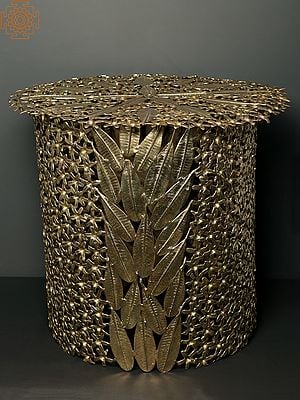 21" Designer Beautifully Carved Brass Table
