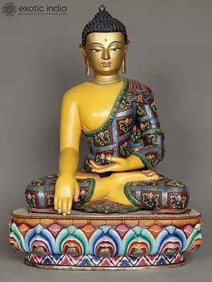 17" Lord Shakyamuni Buddha Idol | Copper Statue from Nepal