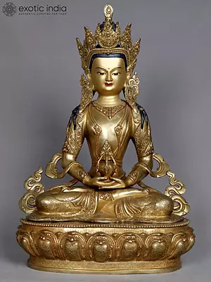 Amitayus Buddha Idol - Nepalese Brass Sculpture