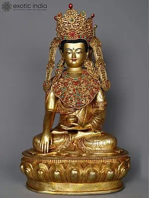 17" Lord Buddha Copper Statue from Nepal | Buddhist Deity Idols