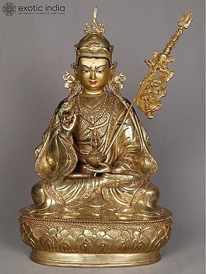 15" Guru Padmasambhava Copper Sculpture | Statue from Nepal