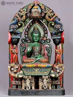 14" Wooden Lord Shakyamuni Buddha Statue from Nepal