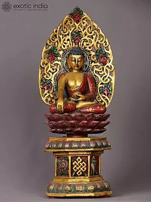 11" Wooden Lord Shakyamuni Buddha Statue