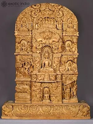 32" Magnificent Statue Depicting Lord Buddha's Life (This Extremely Rare Artwork Was Handcarved In Nepal)