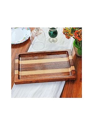 Wood Tray for Serving | Brown Walnut and Birch Wood