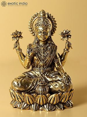 4" Small Brass Superfine Staute of Lakshmi Ji