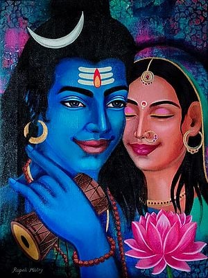 Lord Shiva With Parvati - Shivshakti | Acrylic On Canvas | By Rupali Mistry