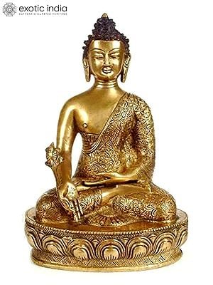 11" Tibetan Buddhist Medicine Buddha Statue in Brass | Handmade | Made in India