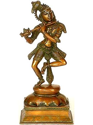 15" Krishna - The Lord of Music and Dance In Brass | Handmade | Made In India