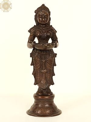 9" Deep Lakshmi In Brass | Handmade | Made In India