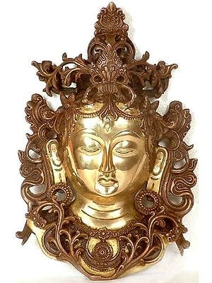 11" (Tibetan Buddhist Deity) Tara Wall Hanging Mask In Brass | Handmade | Made In India
