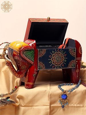 11" Hand Painted Elephant Decorated Boxes | Mango Wood | Handmade | Made In India