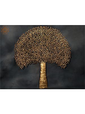 46" Beautiful Tree Wall Hanging In Brass | Home Decor
