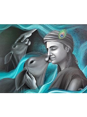 Prem (Series - Lord Krishna)  | Acrylic Painting On Canvas | Mahadev Swarnakar